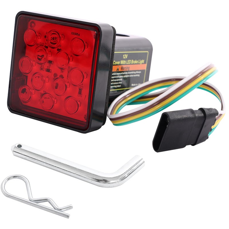 MaxxHaul 70429 Trailer Hitch Cover with 12 LEDs Brake Light, Black, 2 inch - Image 1